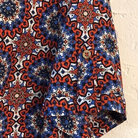 Evan Picone womens top Sz 14 boho pullover all over print red‎ white blue - Picture 3 of 5